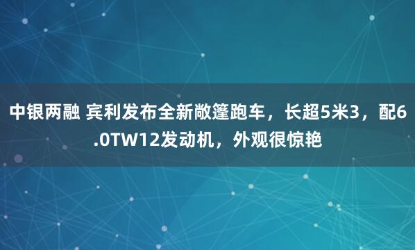 中银两融 宾利发布全新敞篷跑车，长超5米3，配6.0TW12发动机，外观很惊艳
